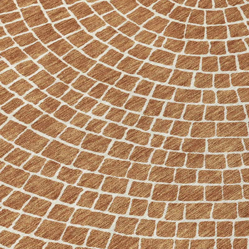 3' X 5' Rust And Ivory Geometric Washable Indoor Outdoor Area Rug Homeroots Outdoor