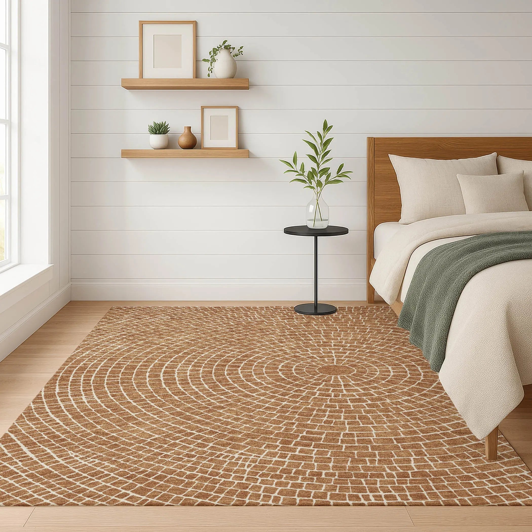 3' X 5' Rust And Ivory Geometric Washable Indoor Outdoor Area Rug Homeroots Outdoor