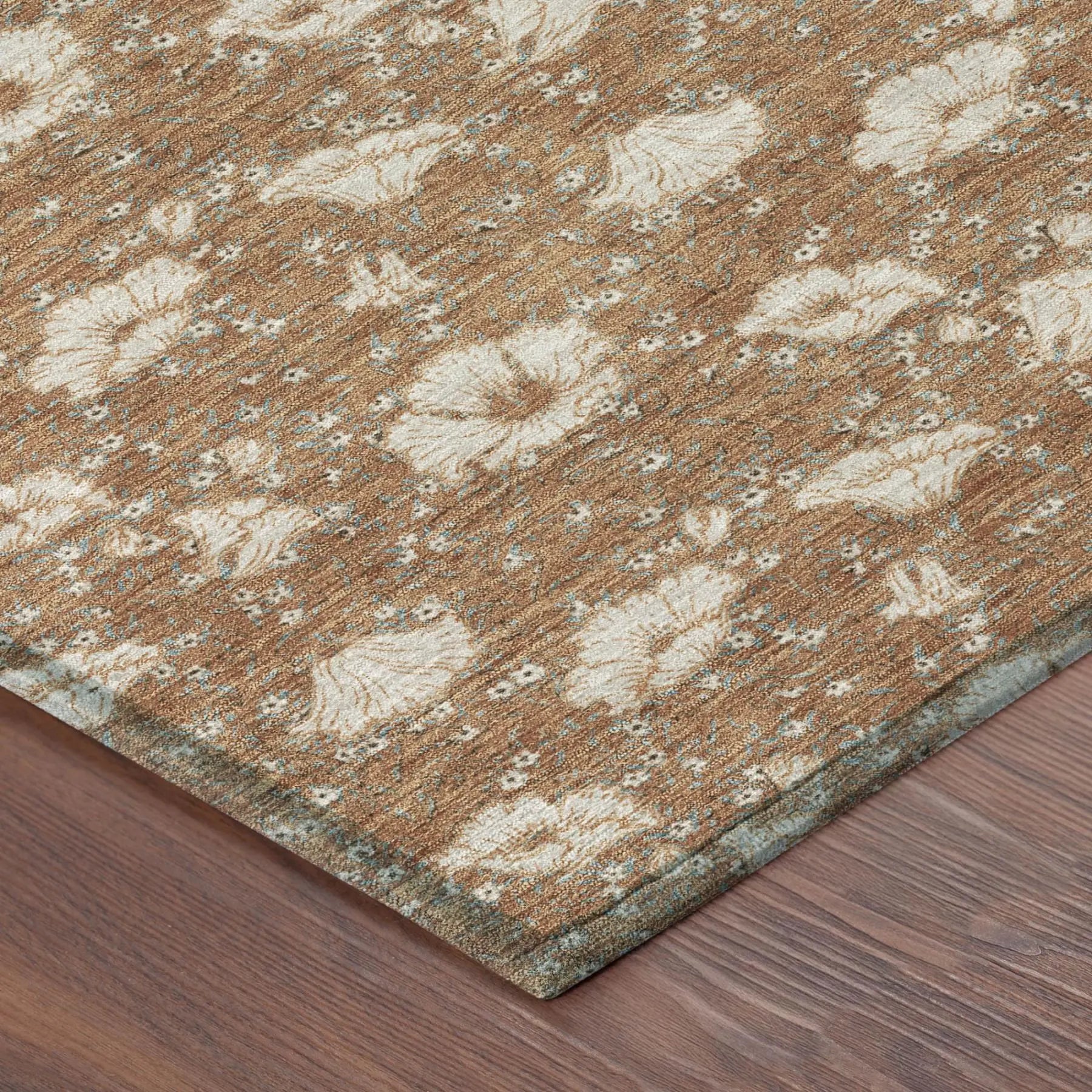 3' X 5' Rust And Orange Floral Washable Indoor Outdoor Area Rug Homeroots Outdoor