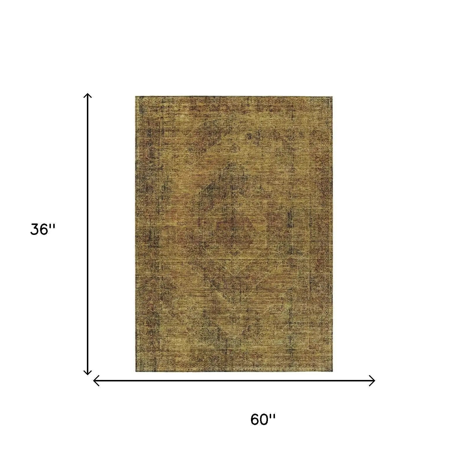 3' X 5' Rust And Orange Oriental Washable Indoor Outdoor Area Rug Homeroots Outdoor