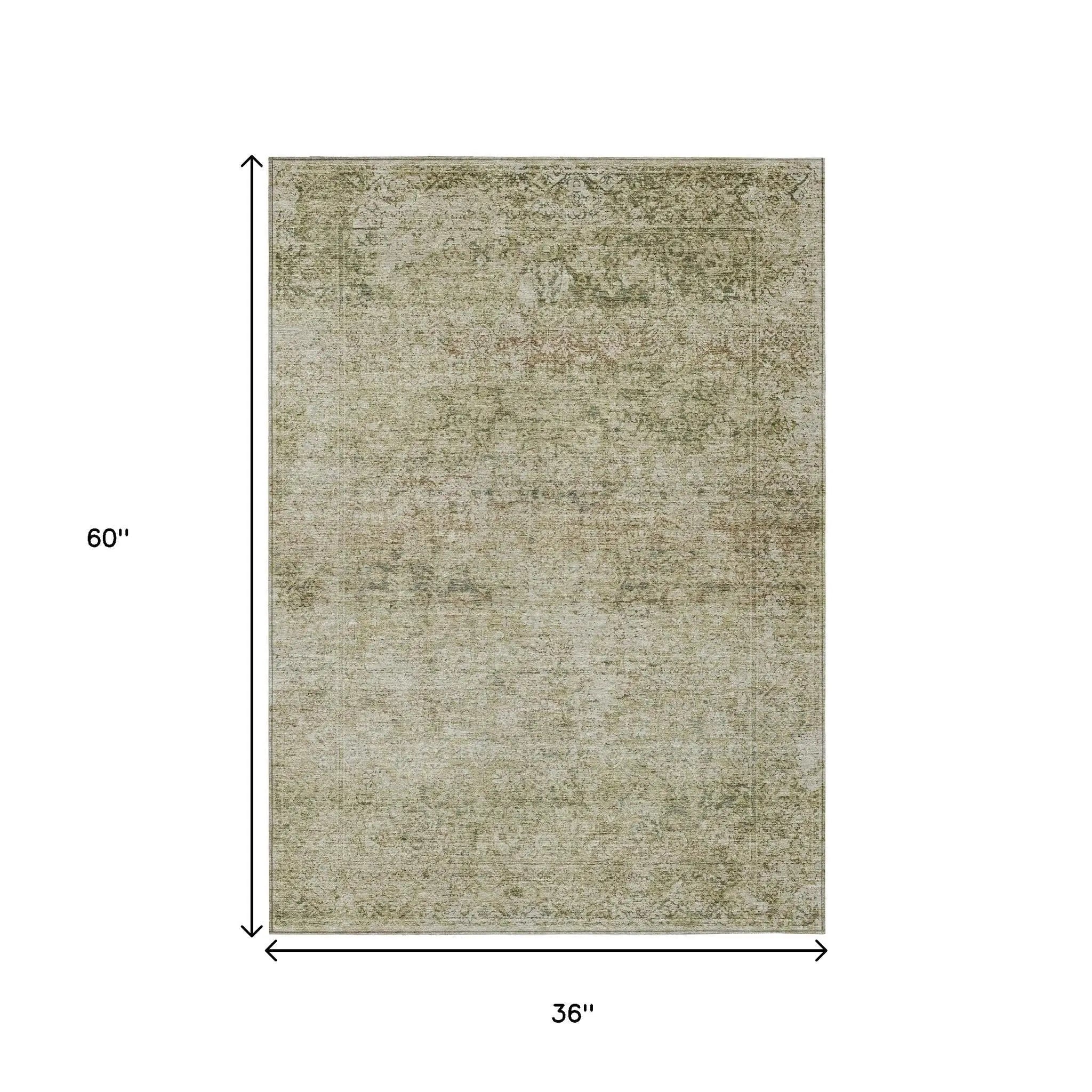 3' X 5' Sage And Beige Abstract Washable Indoor Outdoor Area Rug Homeroots Outdoor
