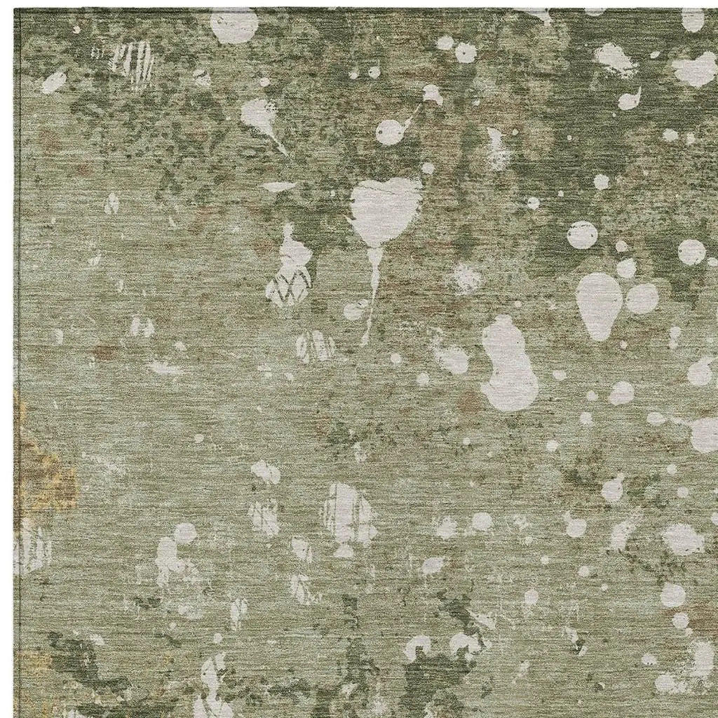 3' X 5' Sage And Beige Abstract Washable Indoor Outdoor Area Rug Homeroots Outdoor