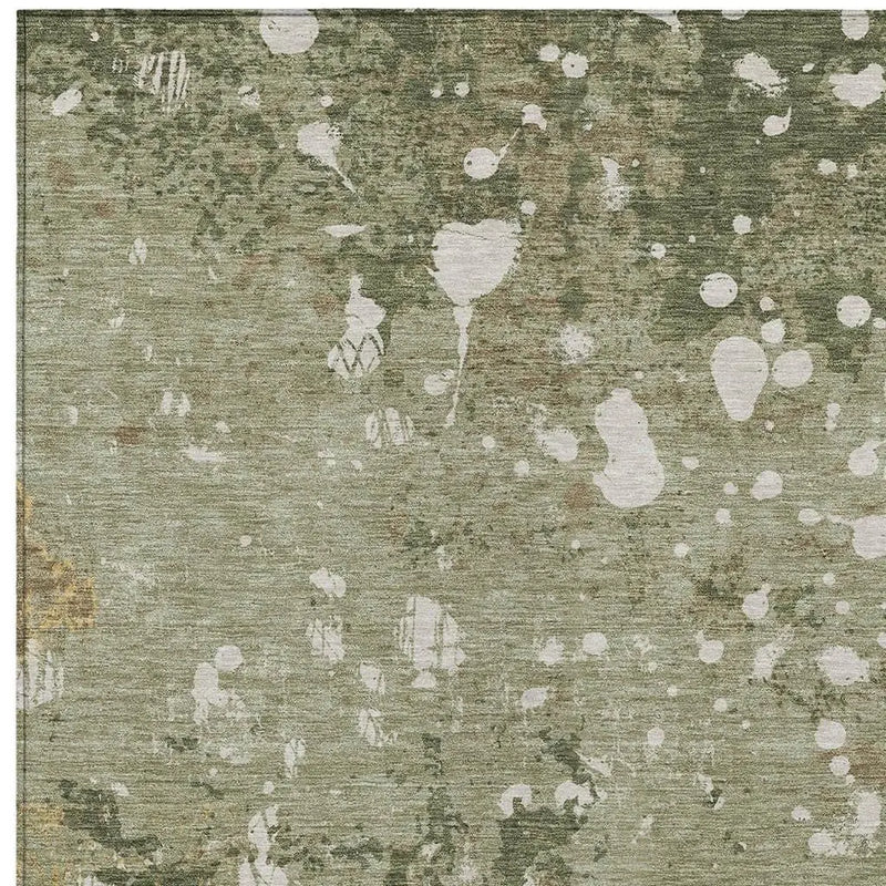 3' X 5' Sage And Beige Abstract Washable Indoor Outdoor Area Rug Homeroots Outdoor