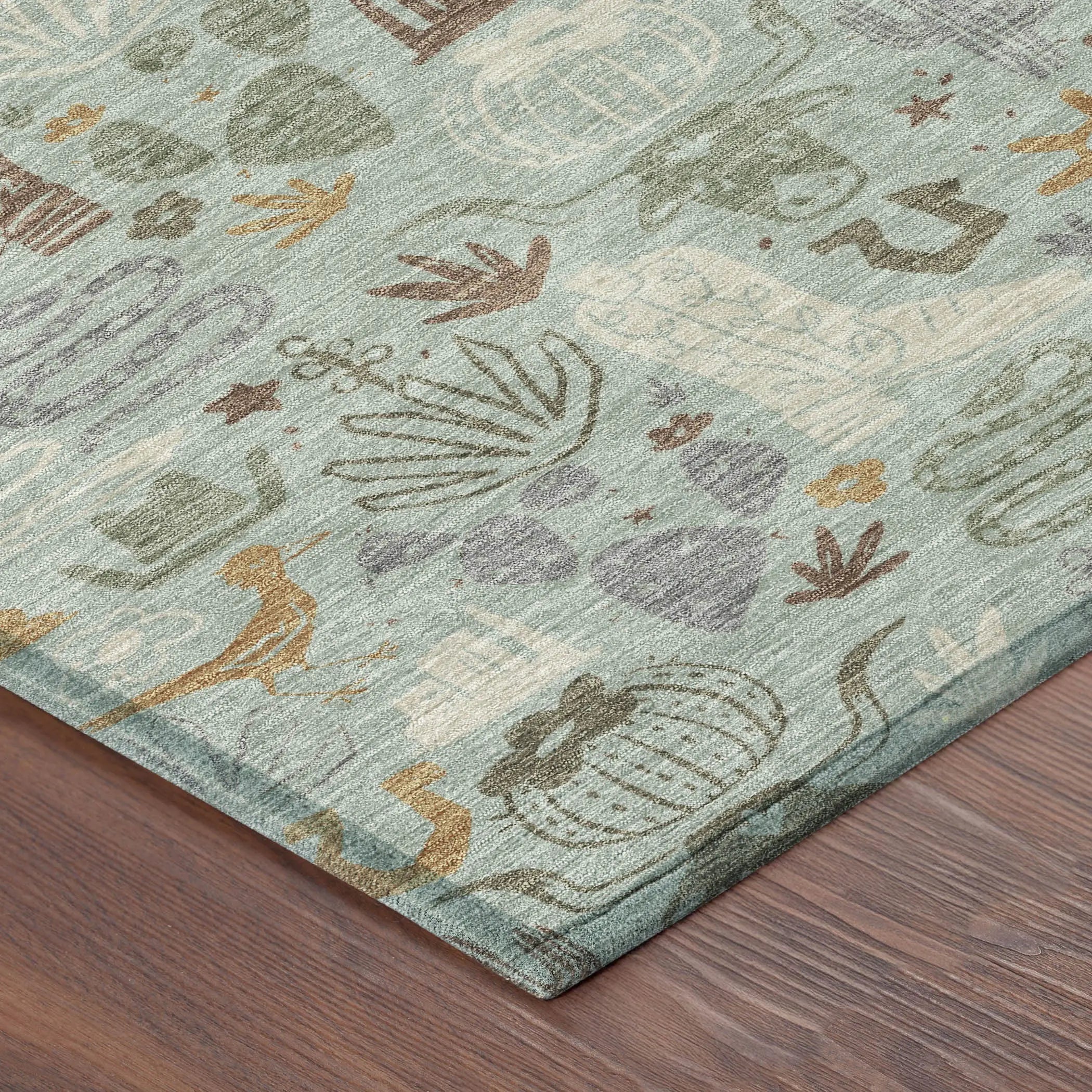 3' X 5' Sage And Gold Cactus Washable Indoor Outdoor Area Rug Homeroots Outdoor
