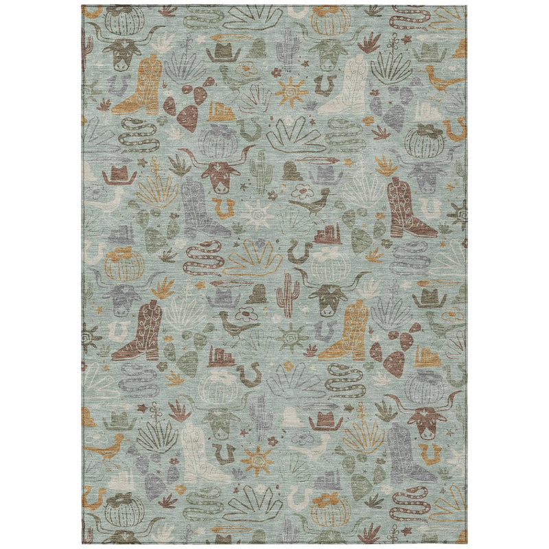 3' X 5' Sage And Gold Cactus Washable Indoor Outdoor Area Rug Homeroots Outdoor