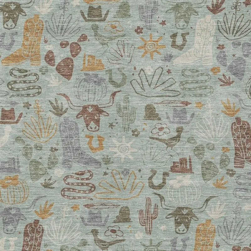 3' X 5' Sage And Gold Cactus Washable Indoor Outdoor Area Rug Homeroots Outdoor