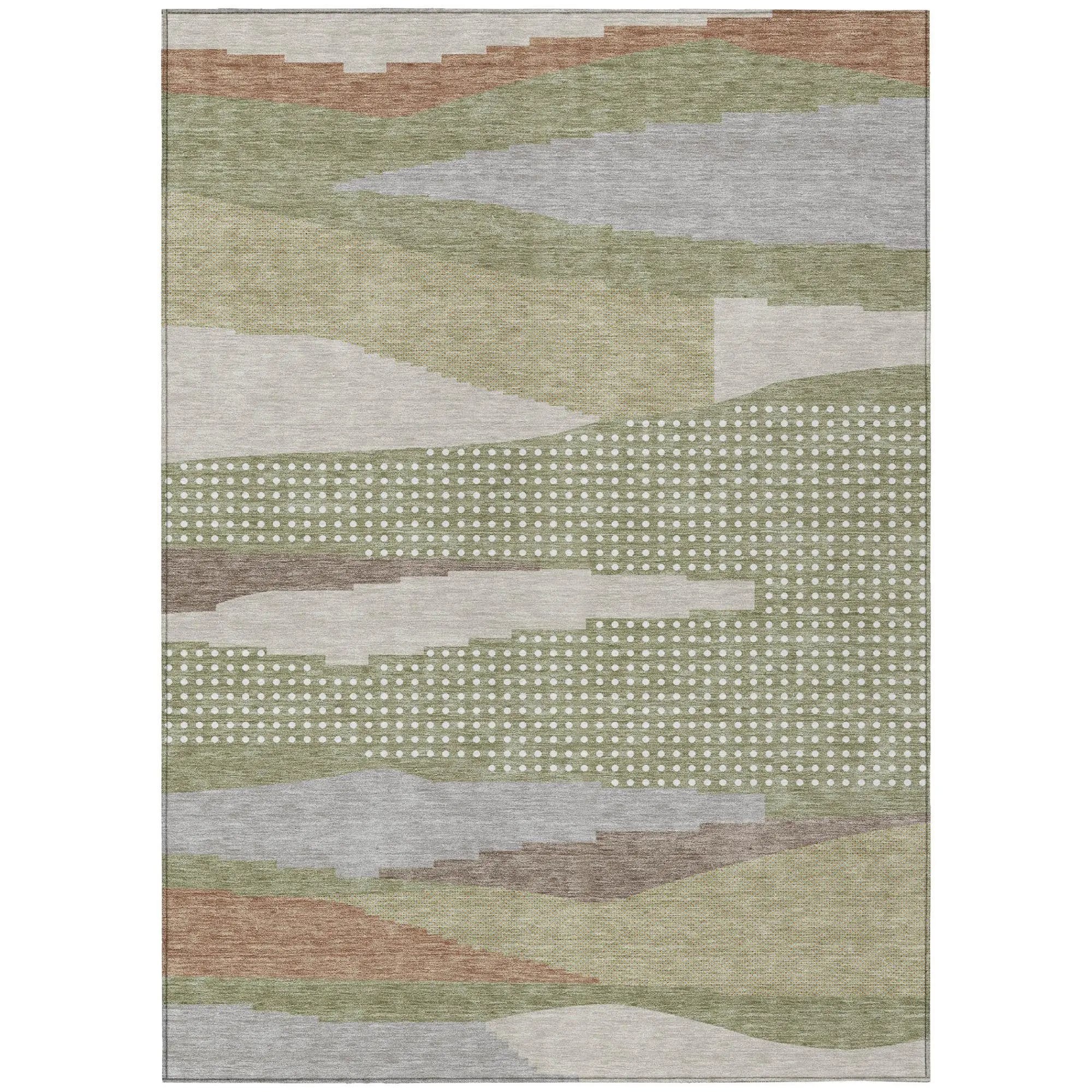 3' X 5' Sage And Green Abstract Washable Indoor Outdoor Area Rug Homeroots Outdoor