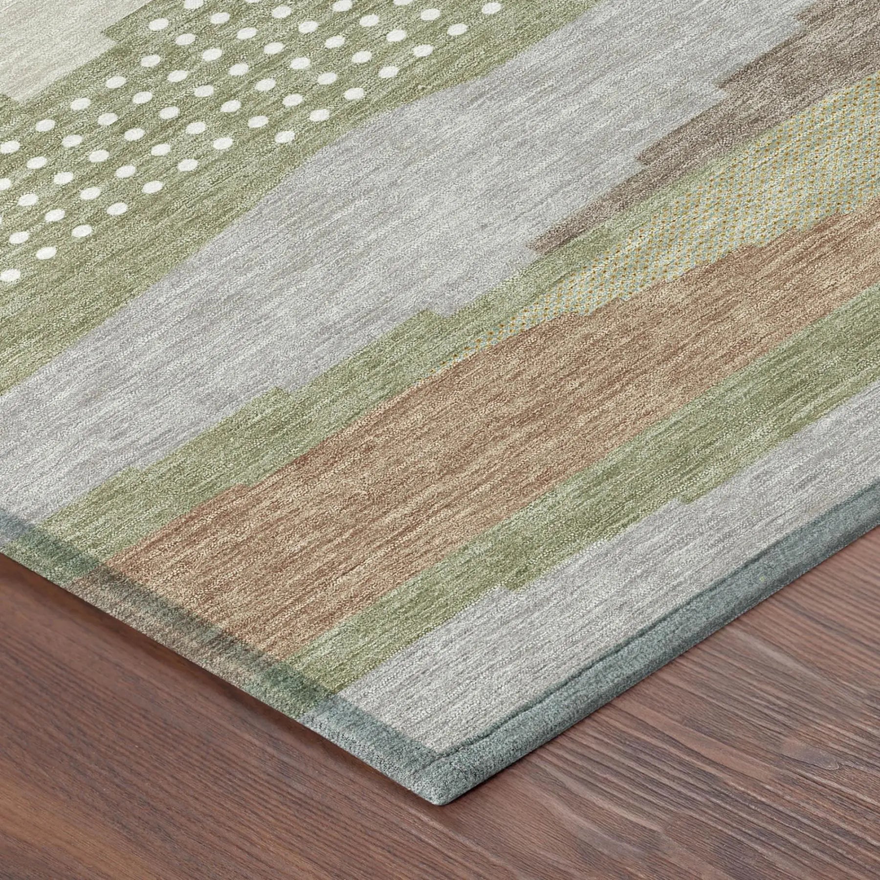 3' X 5' Sage And Green Abstract Washable Indoor Outdoor Area Rug Homeroots Outdoor