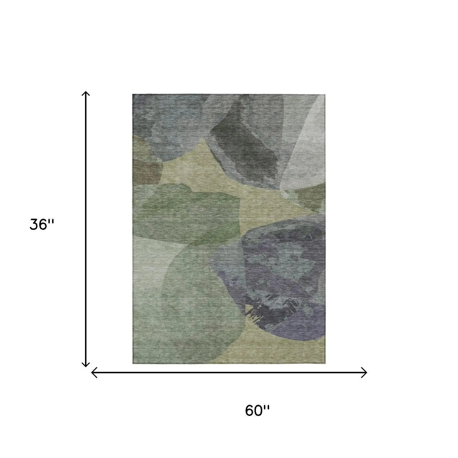 3' X 5' Sage And Green Abstract Washable Indoor Outdoor Area Rug Homeroots Outdoor