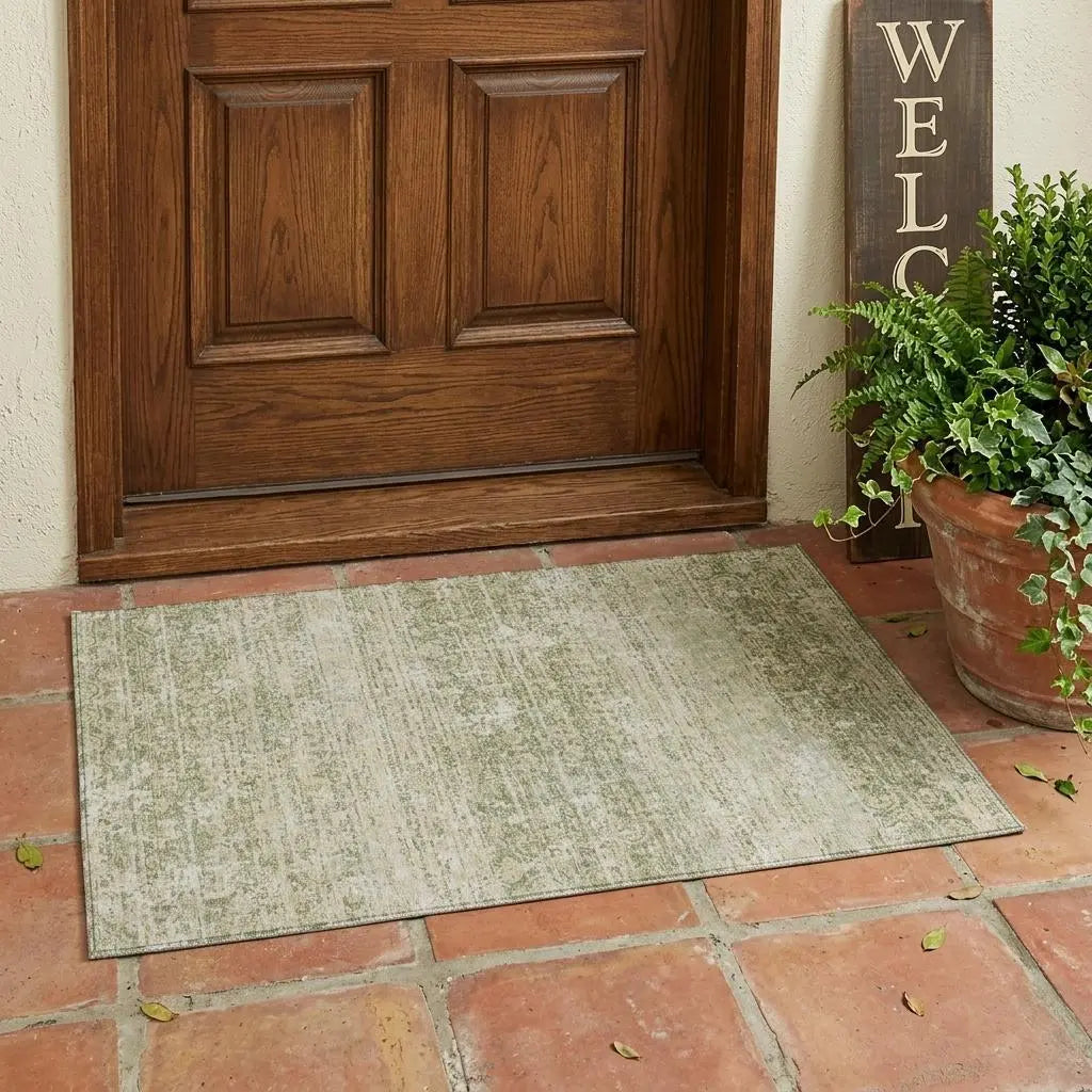 3' X 5' Sage And Green Abstract Washable Indoor Outdoor Area Rug Homeroots Outdoor