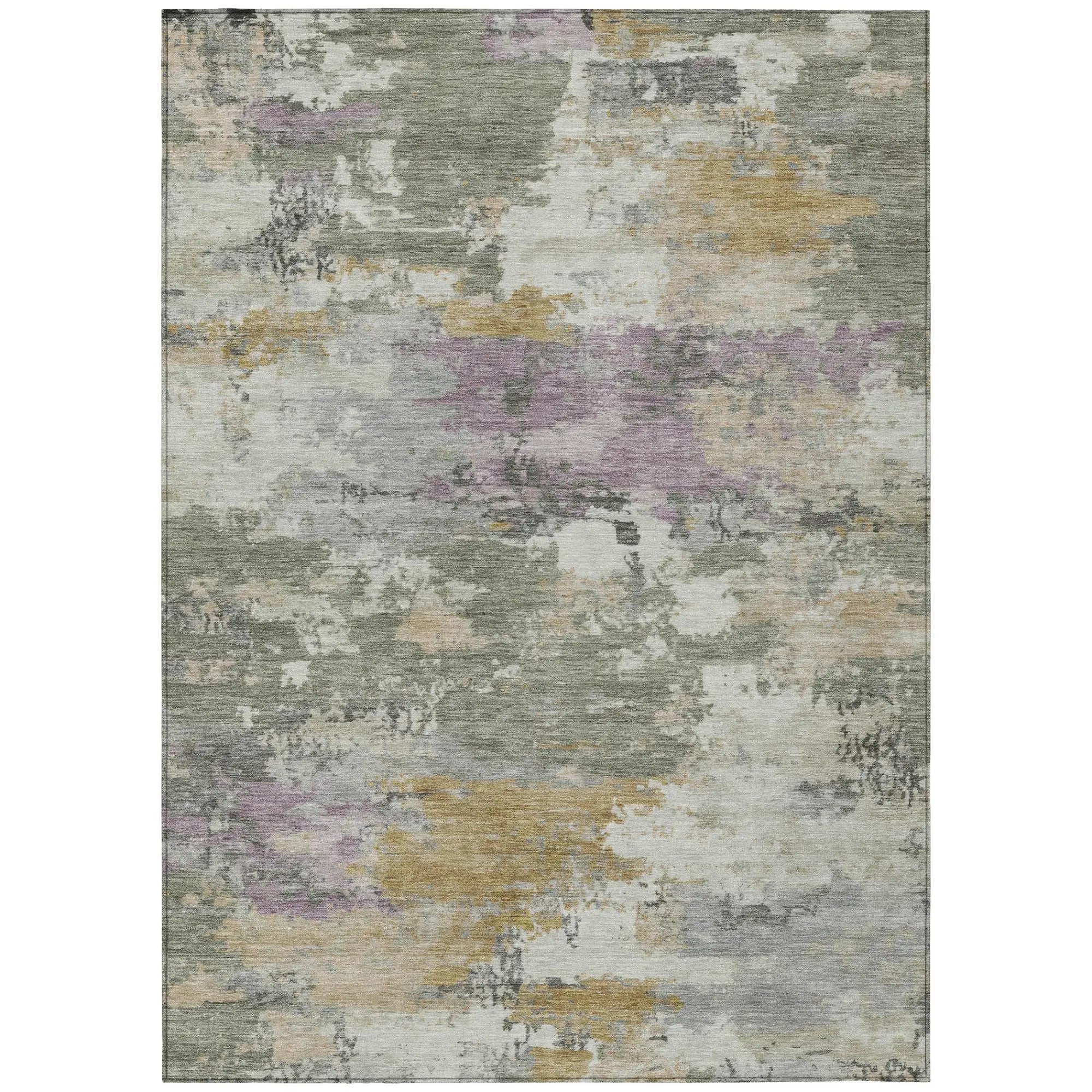 3' X 5' Sage And Green Abstract Washable Indoor Outdoor Area Rug Homeroots Outdoor