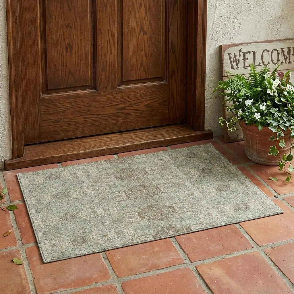 3' X 5' Sage And Green Floral Washable Indoor Outdoor Area Rug Homeroots Outdoor