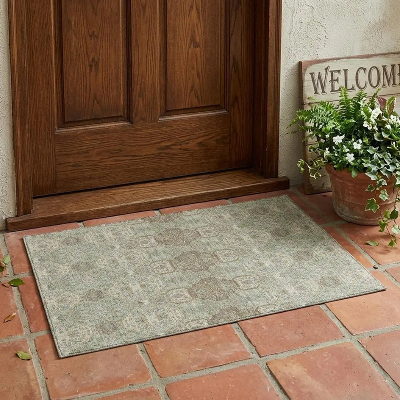 3' X 5' Sage And Green Floral Washable Indoor Outdoor Area Rug Homeroots Outdoor