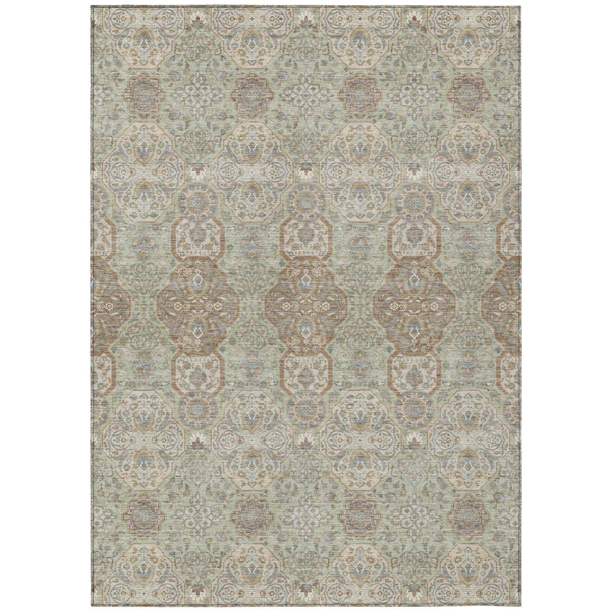 3' X 5' Sage And Green Floral Washable Indoor Outdoor Area Rug Homeroots Outdoor