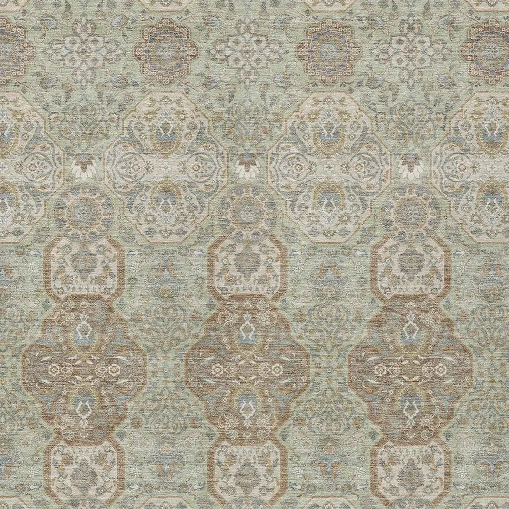 3' X 5' Sage And Green Floral Washable Indoor Outdoor Area Rug Homeroots Outdoor