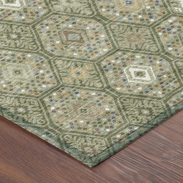 3' X 5' Sage And Green Geometric Washable Indoor Outdoor Area Rug Homeroots Outdoor
