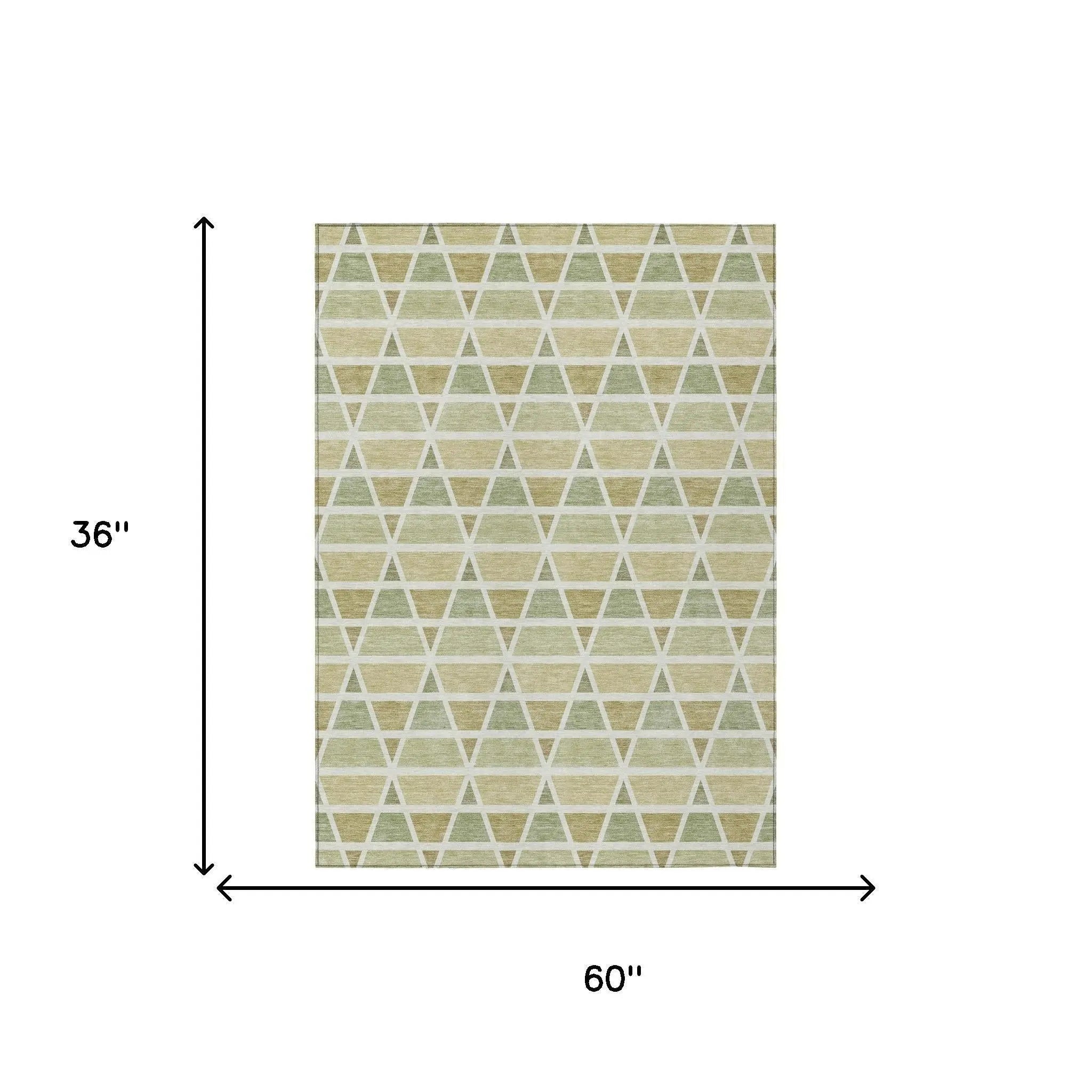 3' X 5' Sage And Green Geometric Washable Indoor Outdoor Area Rug Homeroots Outdoor