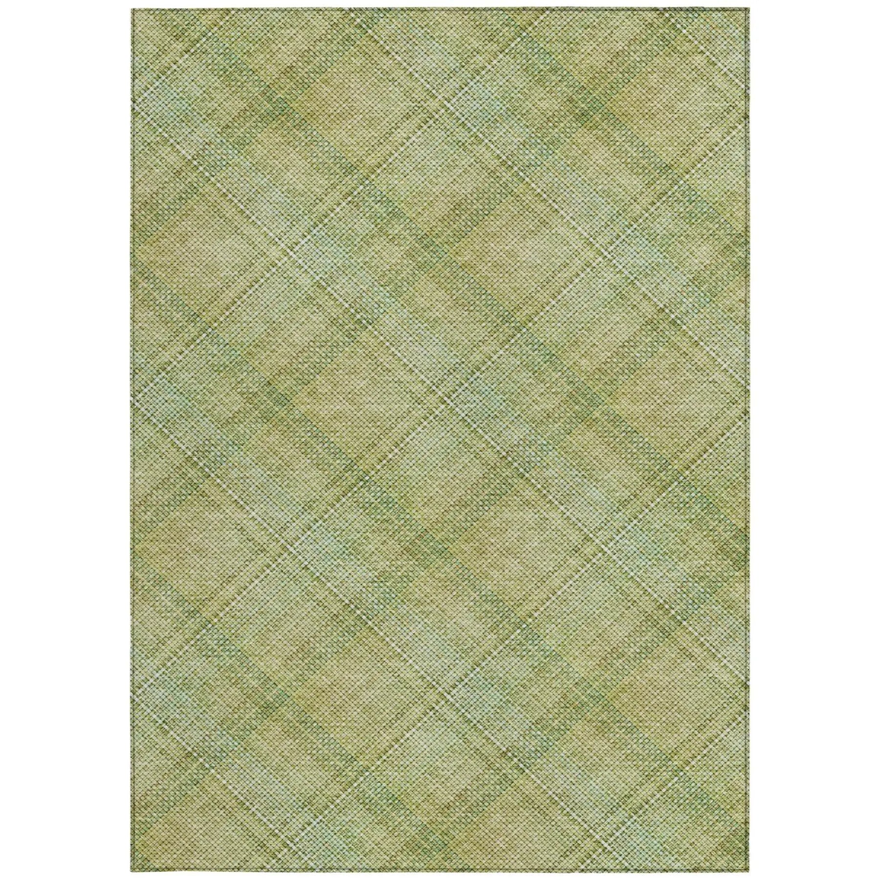 3' X 5' Sage And Green Plaid Washable Indoor Outdoor Area Rug Homeroots Outdoor