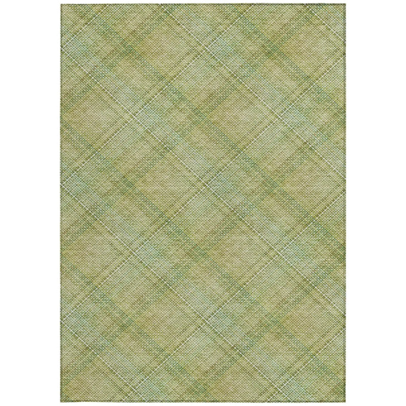 3' X 5' Sage And Green Plaid Washable Indoor Outdoor Area Rug Homeroots Outdoor