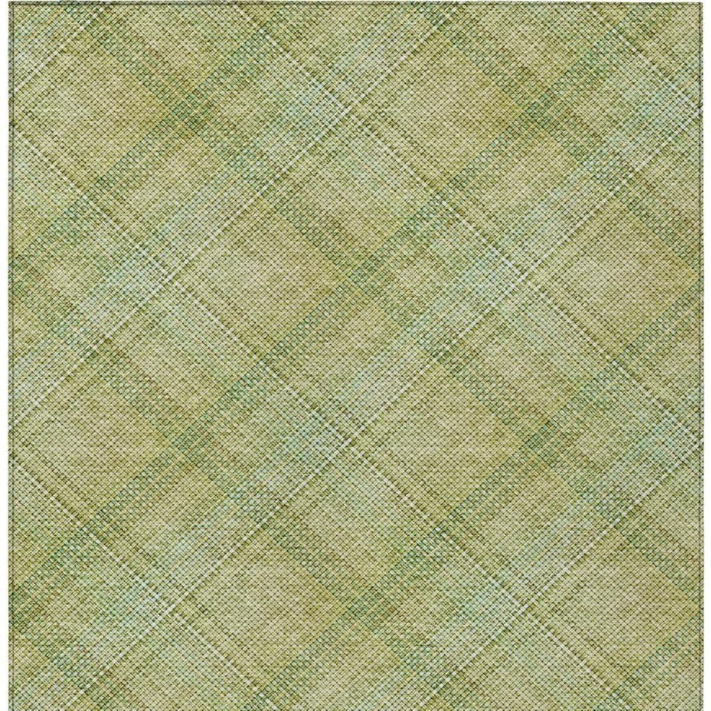 3' X 5' Sage And Green Plaid Washable Indoor Outdoor Area Rug Homeroots Outdoor