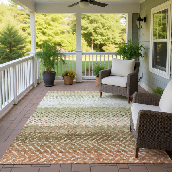 3' X 5' Sage And Green Striped Washable Indoor Outdoor Area Rug Homeroots Outdoor