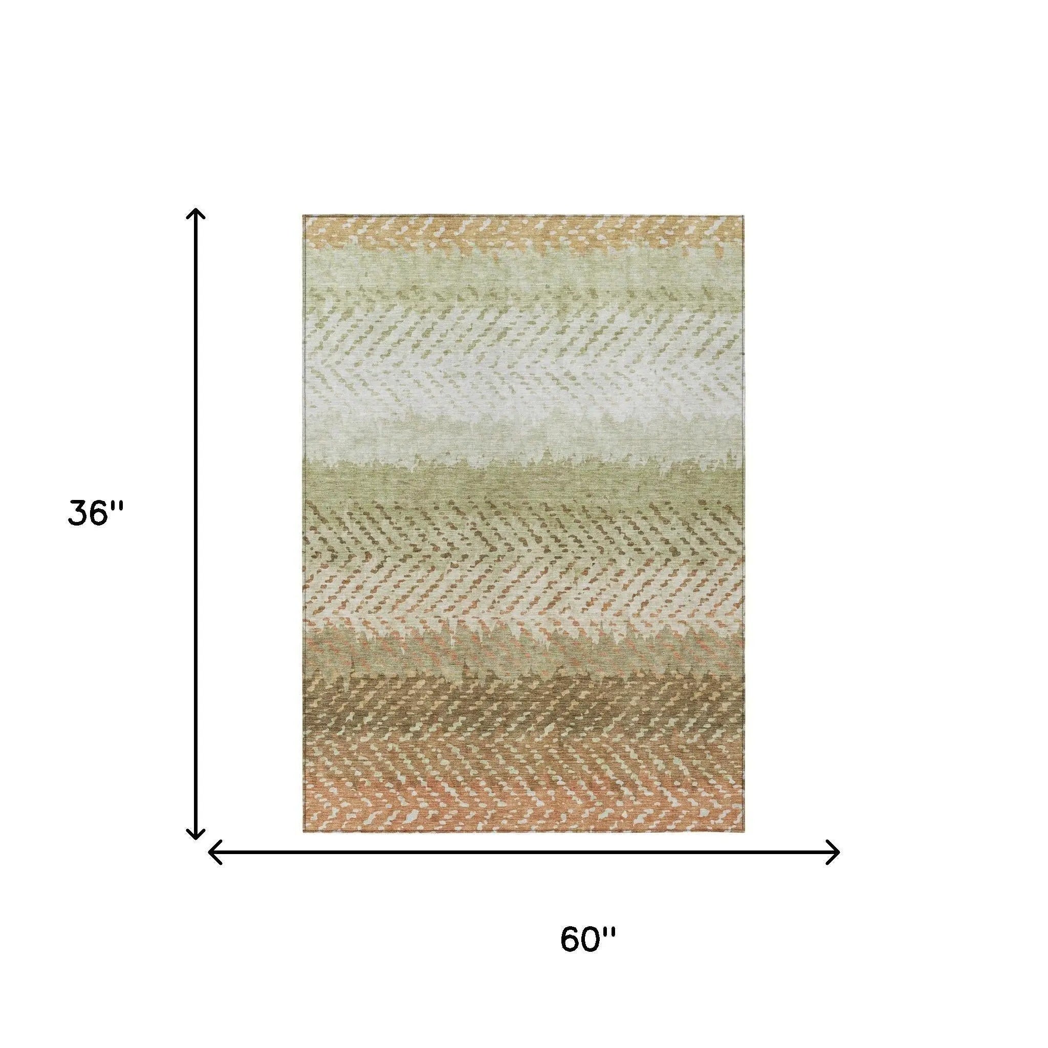 3' X 5' Sage And Green Striped Washable Indoor Outdoor Area Rug Homeroots Outdoor