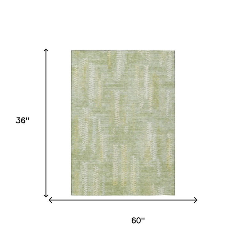 3' X 5' Sage And Green Striped Washable Indoor Outdoor Area Rug Homeroots Outdoor
