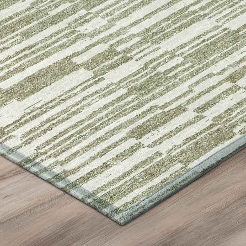 3' X 5' Sage And Green Striped Washable Indoor Outdoor Area Rug Homeroots Outdoor