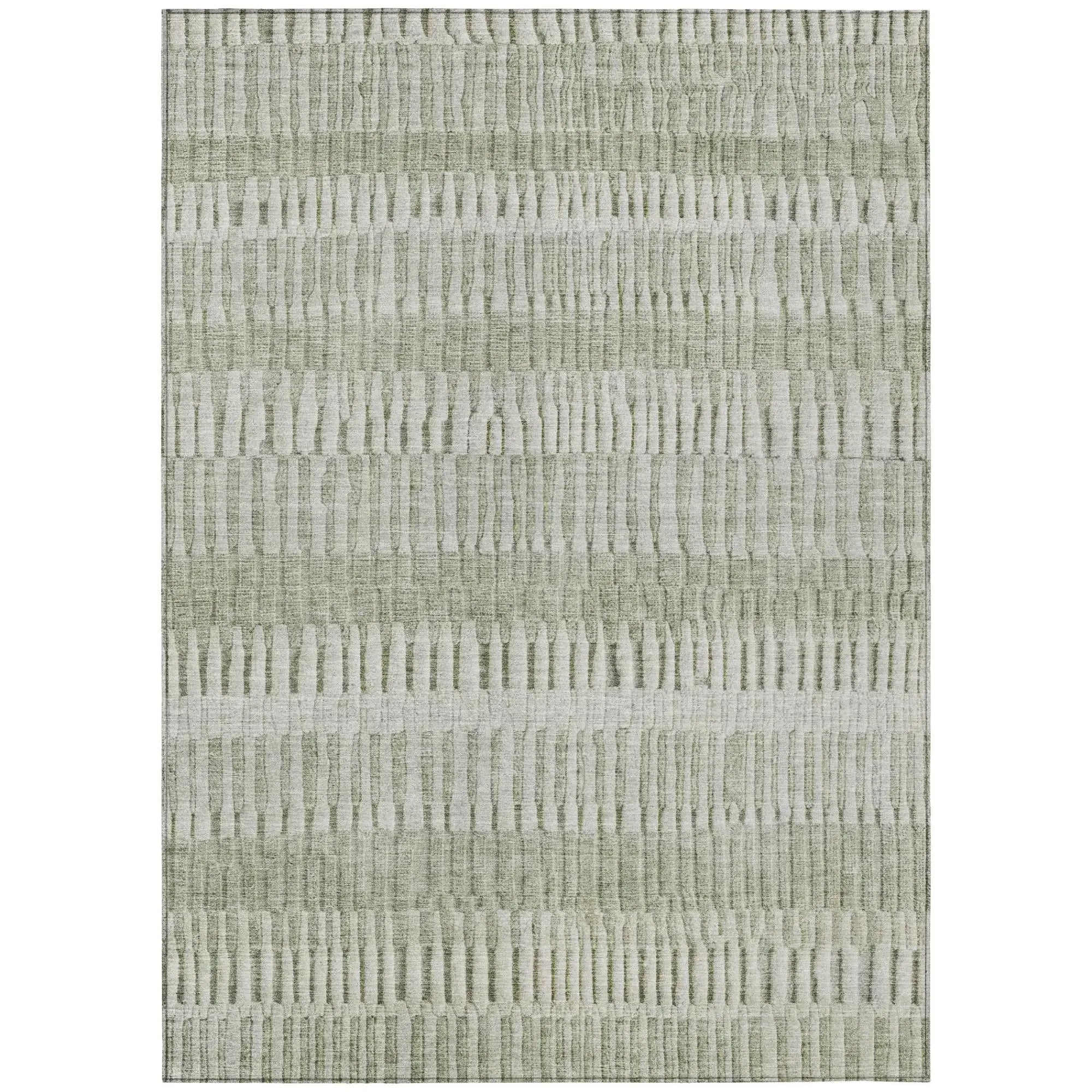 3' X 5' Sage And Green Striped Washable Indoor Outdoor Area Rug Homeroots Outdoor