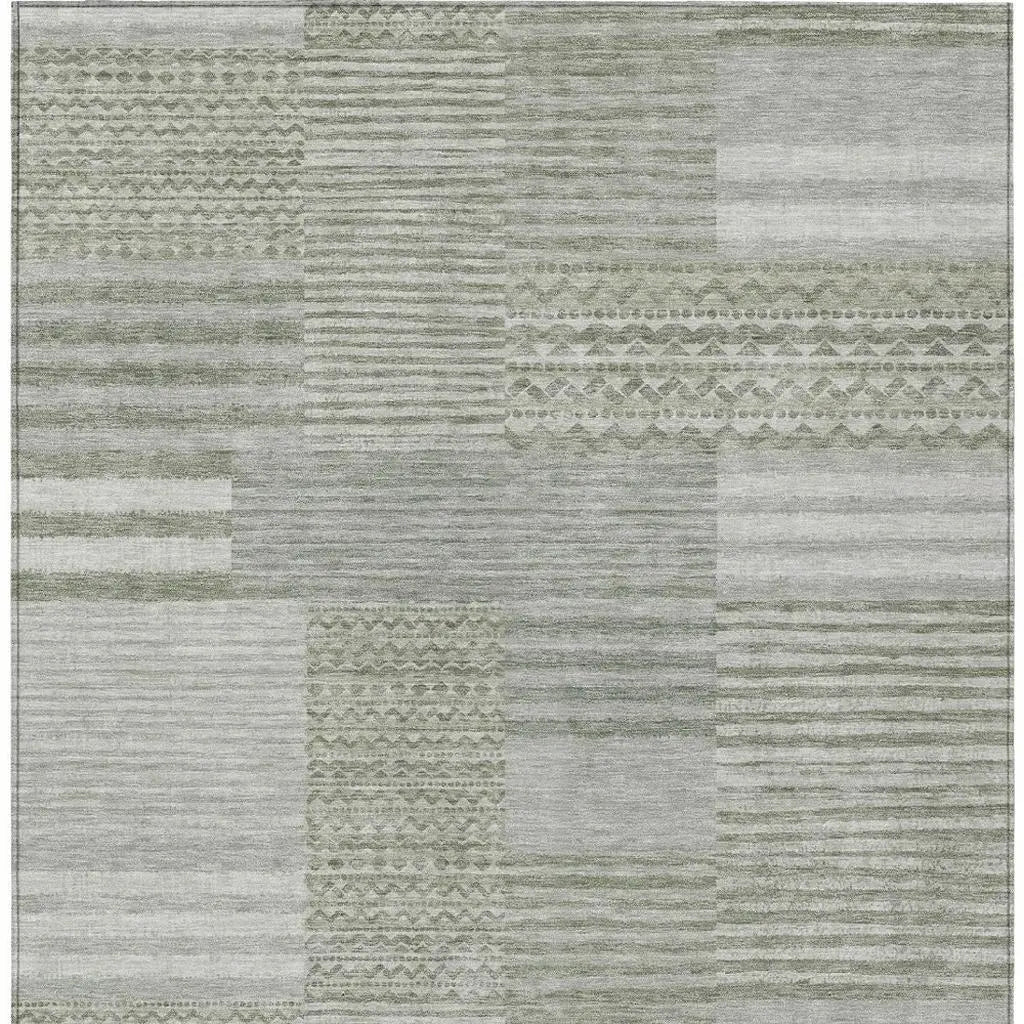 3' X 5' Sage And Green Striped Washable Indoor Outdoor Area Rug Homeroots Outdoor