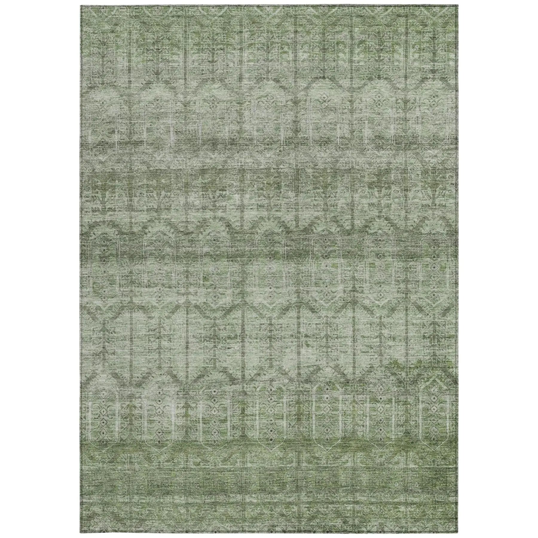 3' X 5' Sage And Green Tribal Washable Indoor Outdoor Area Rug Homeroots Outdoor