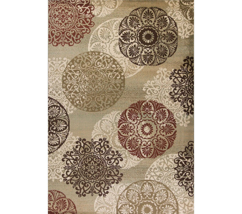 3' X 5' Sage Brown And Ivory Floral Medallion Area Rug Homeroots Home Decor