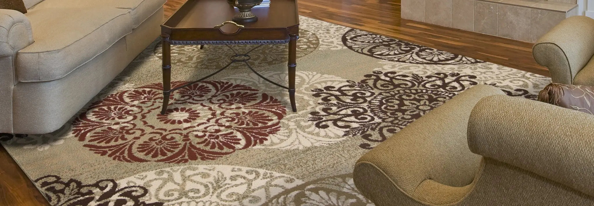 3' X 5' Sage Brown And Ivory Floral Medallion Area Rug Homeroots Home Decor
