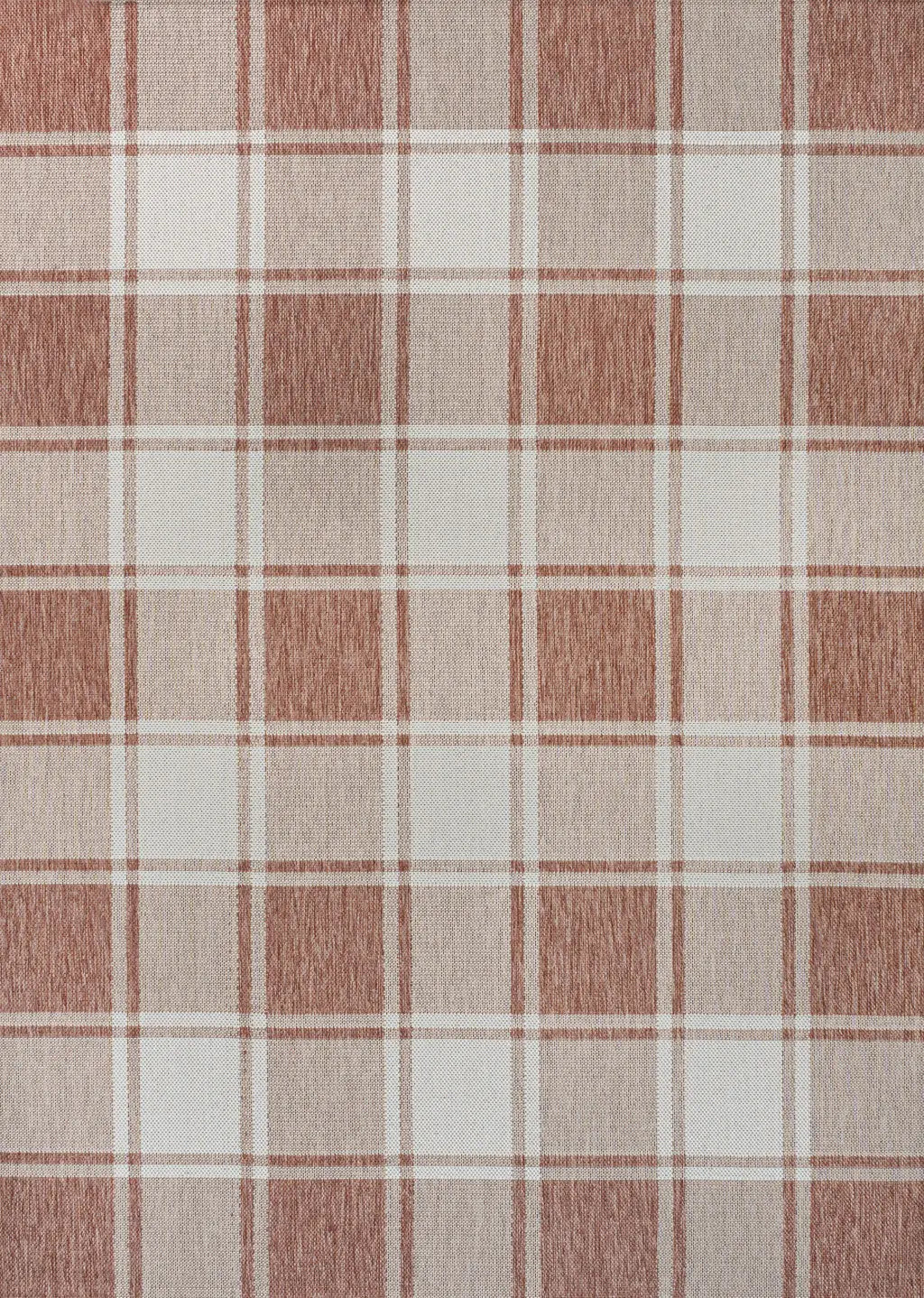 3' X 5' Salmon And Cream Gingham Indoor Outdoor Area Rug - GreatEagleInc