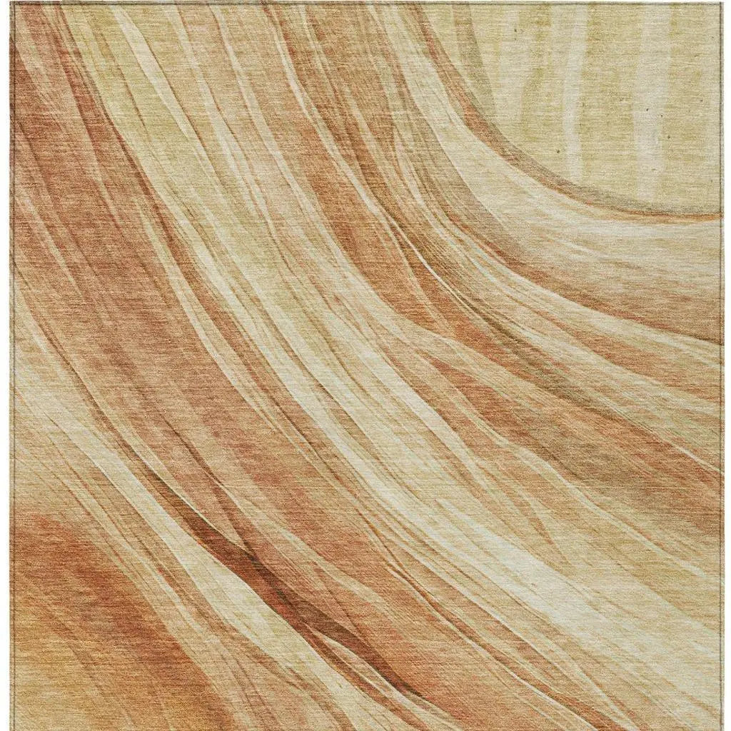 3' X 5' Salmon And Orange Abstract Washable Indoor Outdoor Area Rug Homeroots Outdoor