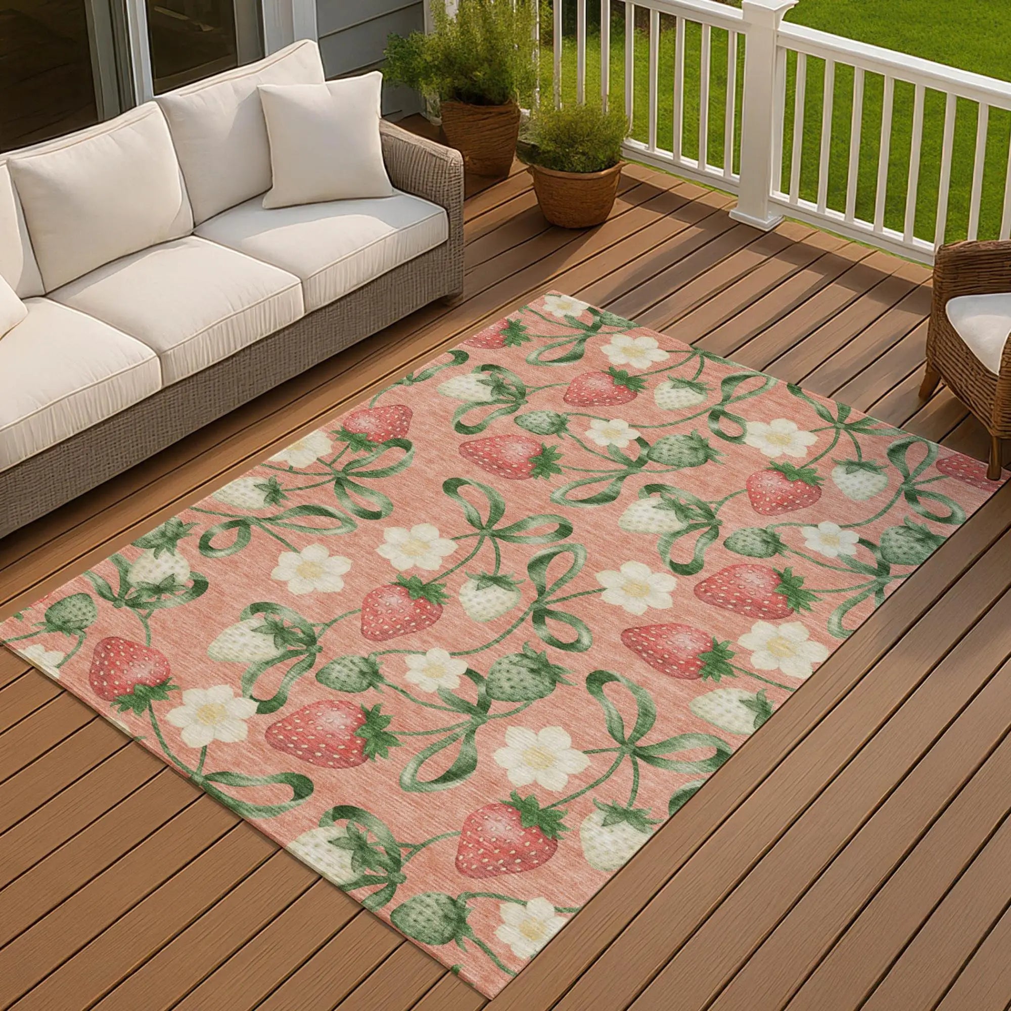 3' X 5' Salmon And Orange Floral Washable Indoor Outdoor Area Rug Homeroots Outdoor