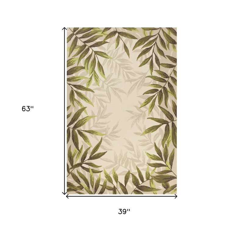 3' X 5' Sand Floral Handmade Indoor Outdoor Area Rug Homeroots Outdoor