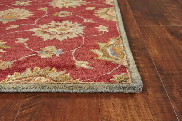 3' X 5' Sienna Gold And Green New Zealand Lambs Wool Floral Vines Hand Tufted Area Rug Homeroots Home Decor