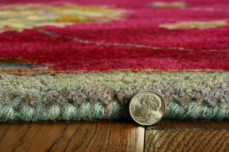 3' X 5' Sienna Gold And Green New Zealand Lambs Wool Floral Vines Hand Tufted Area Rug Homeroots Home Decor