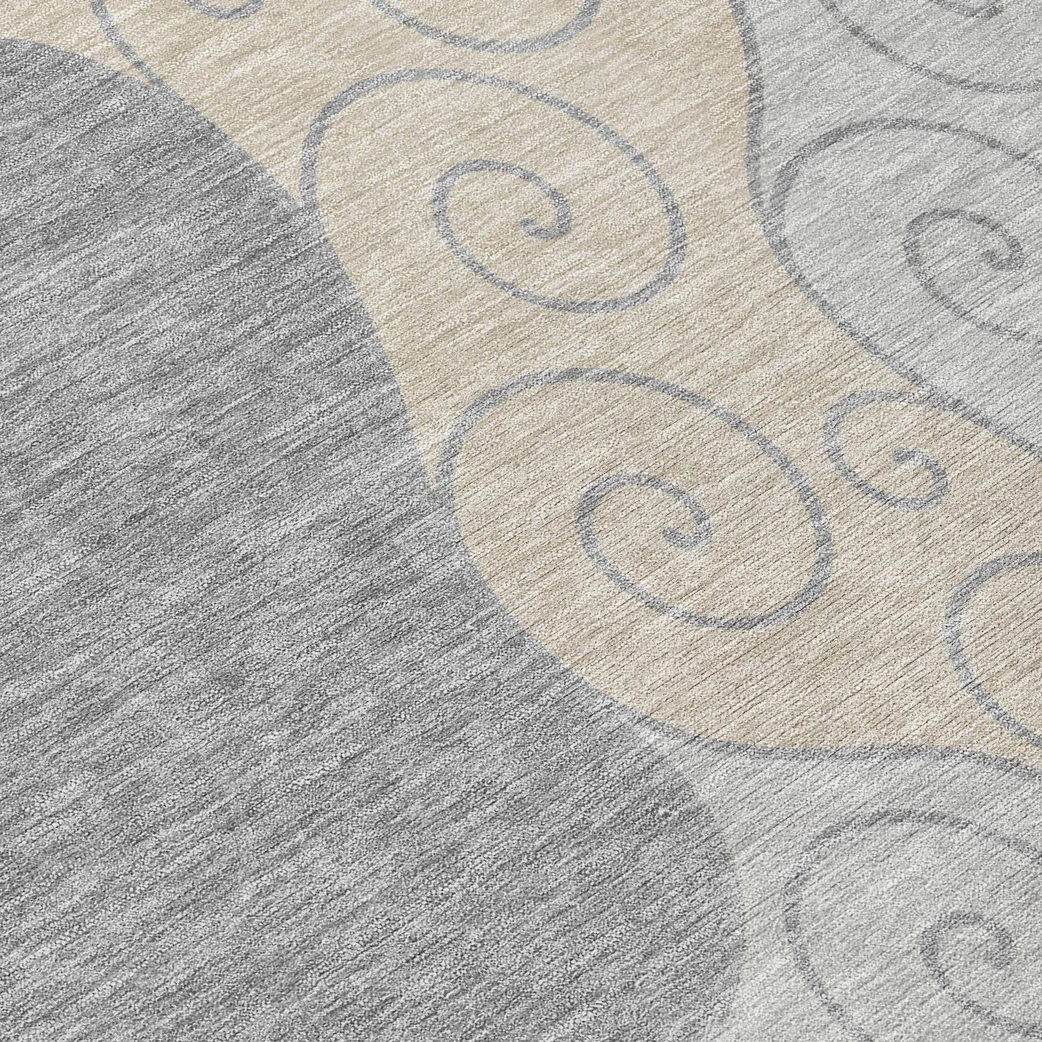 3' X 5' Silver And Beige Abstract Washable Indoor Outdoor Area Rug Homeroots Outdoor