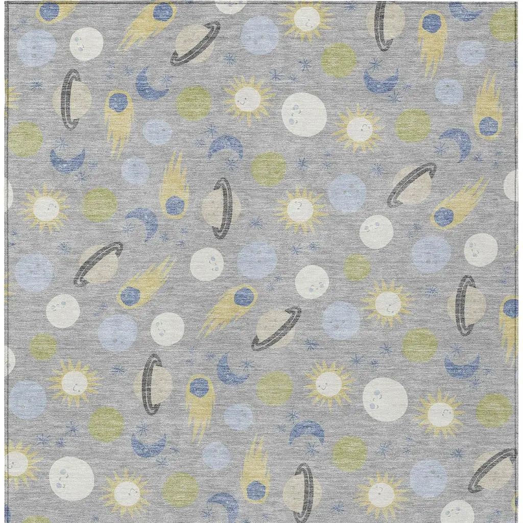 3' X 5' Silver And Blue Geometric Washable Indoor Outdoor Area Rug Homeroots Outdoor