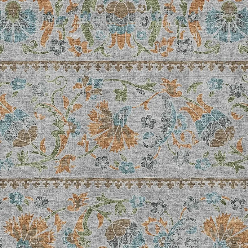 3' X 5' Silver And Brown Floral Washable Indoor Outdoor Area Rug Homeroots Outdoor