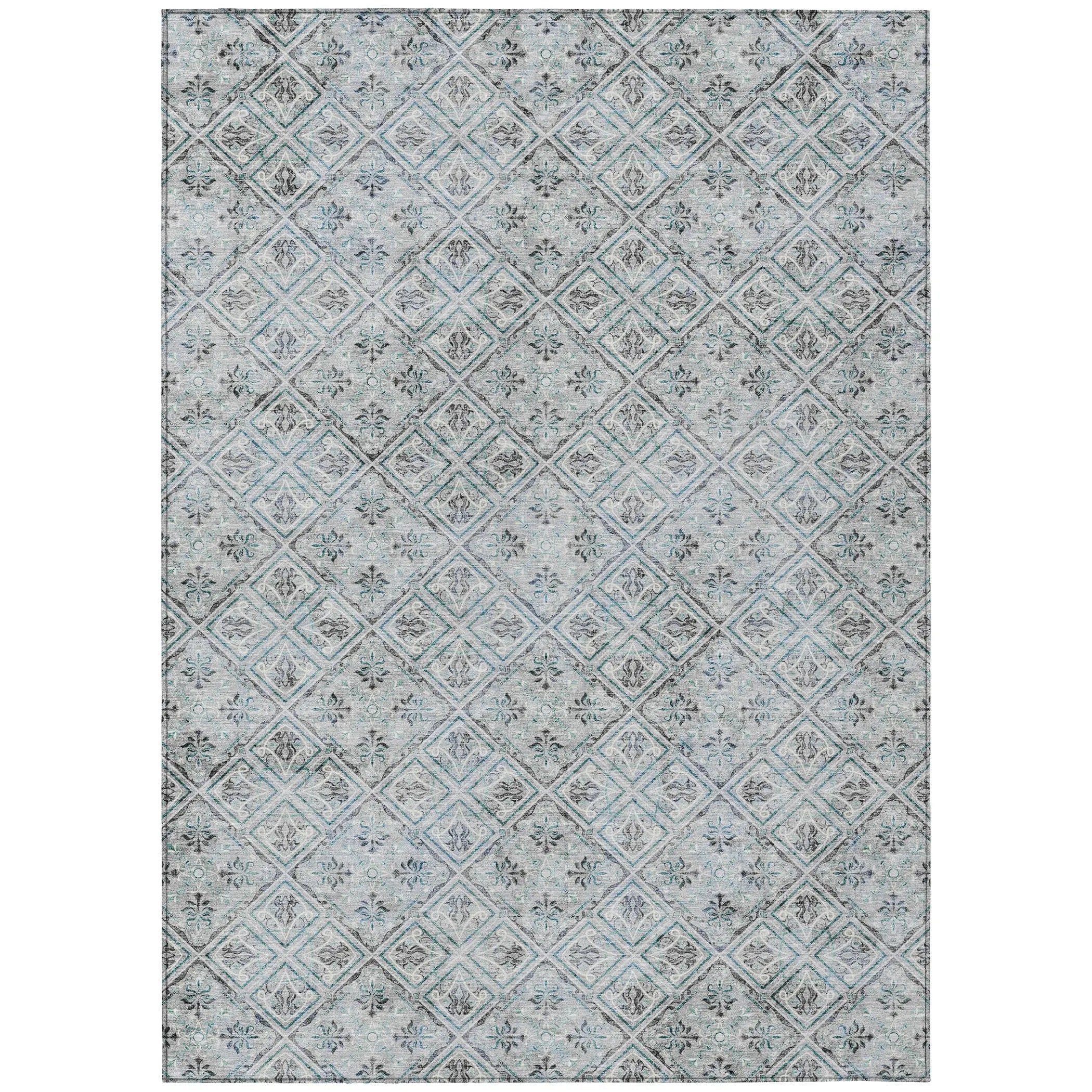3' X 5' Silver And Brown Geometric Washable Indoor Outdoor Area Rug Homeroots Outdoor