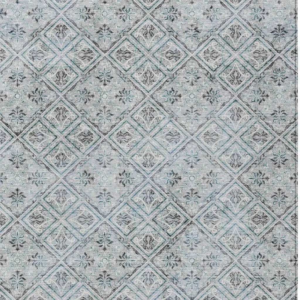 3' X 5' Silver And Brown Geometric Washable Indoor Outdoor Area Rug Homeroots Outdoor