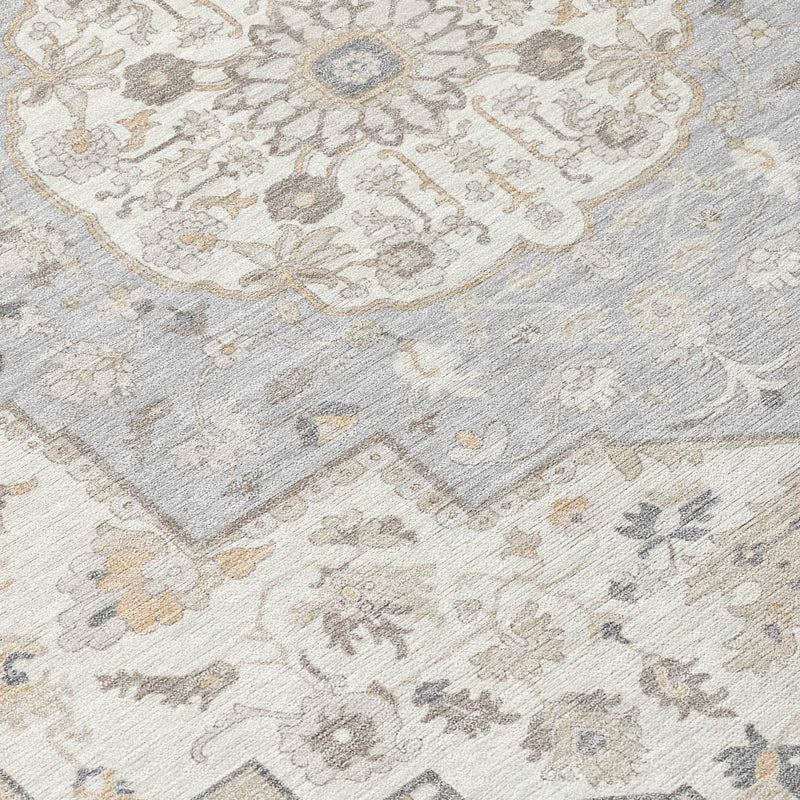 3' X 5' Silver And Fern Green Oriental Washable Indoor Outdoor Area Rug Homeroots Outdoor