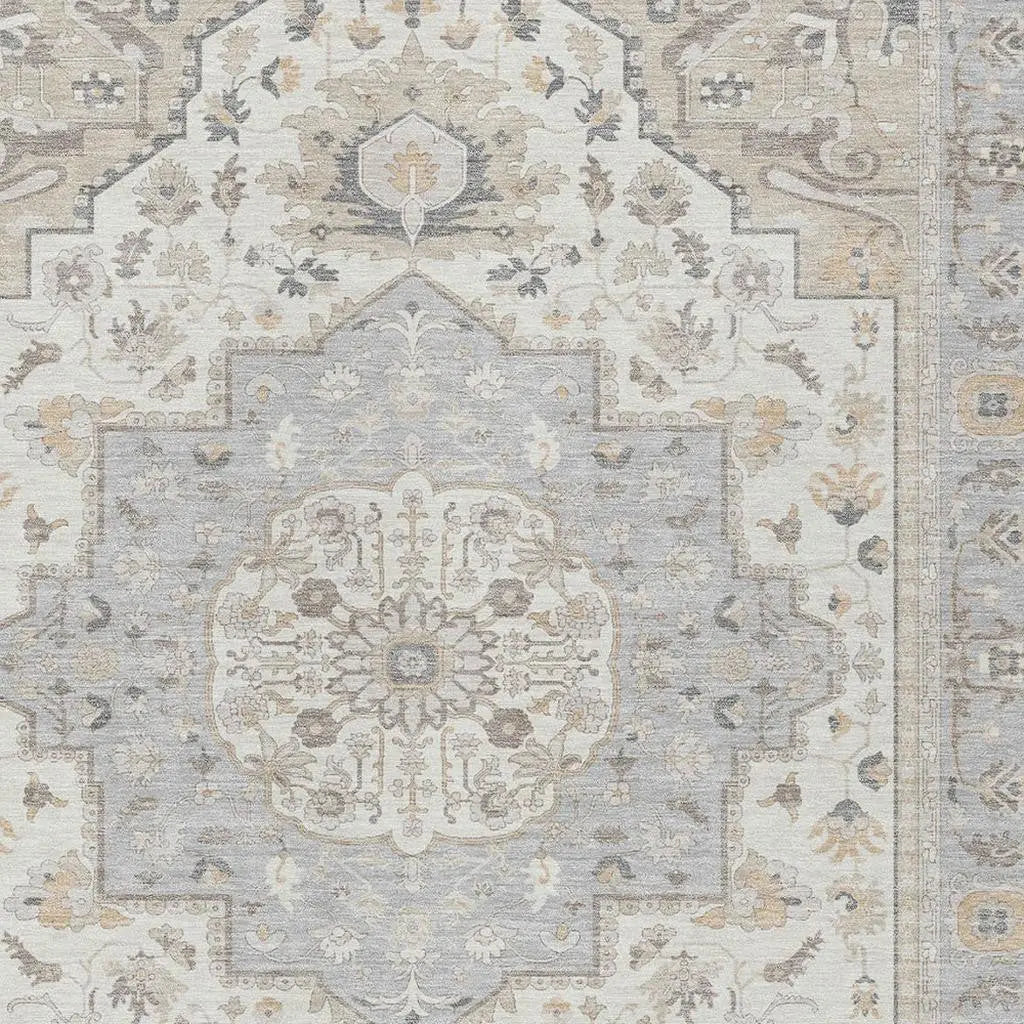 3' X 5' Silver And Fern Green Oriental Washable Indoor Outdoor Area Rug Homeroots Outdoor