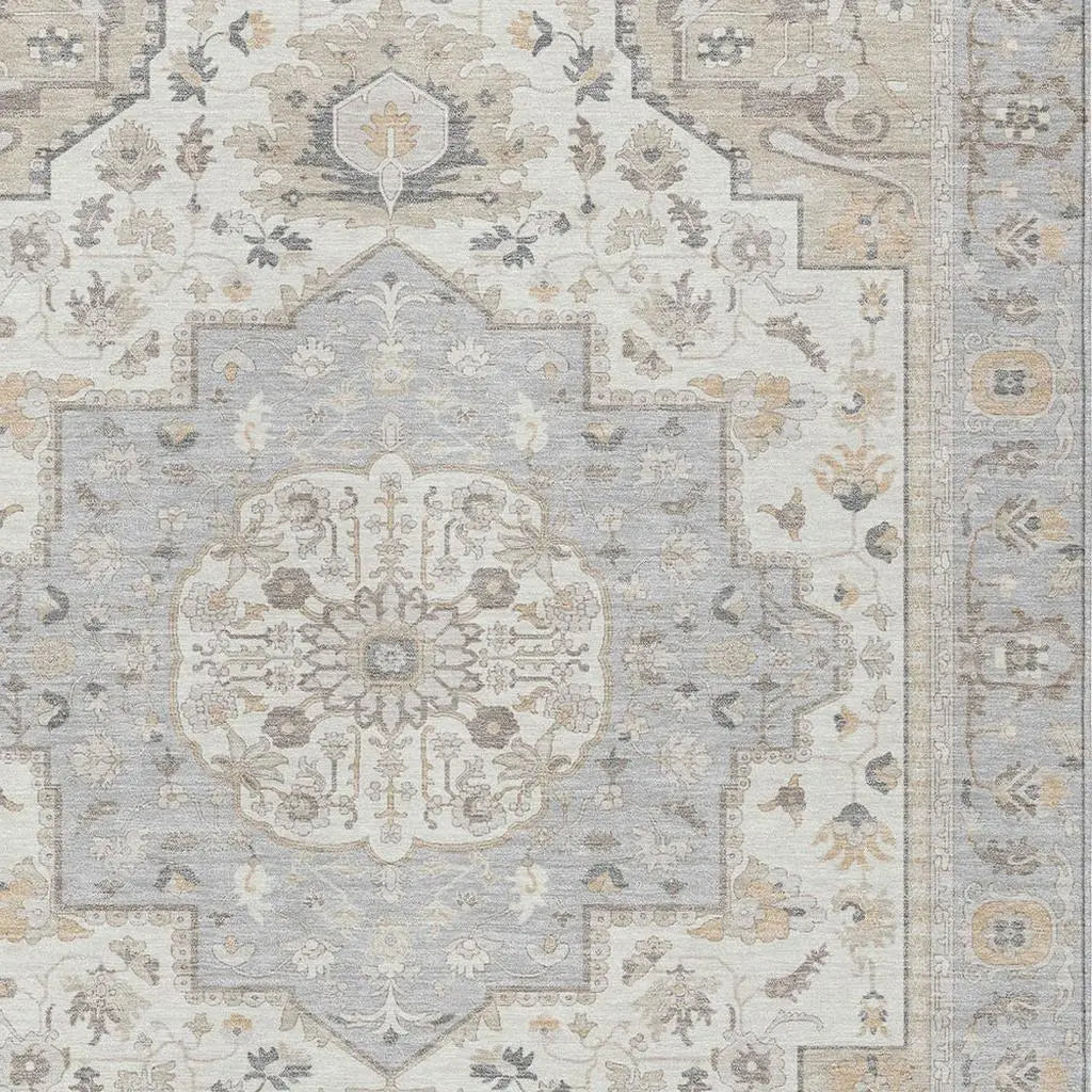 3' X 5' Silver And Fern Green Oriental Washable Indoor Outdoor Area Rug Homeroots Outdoor