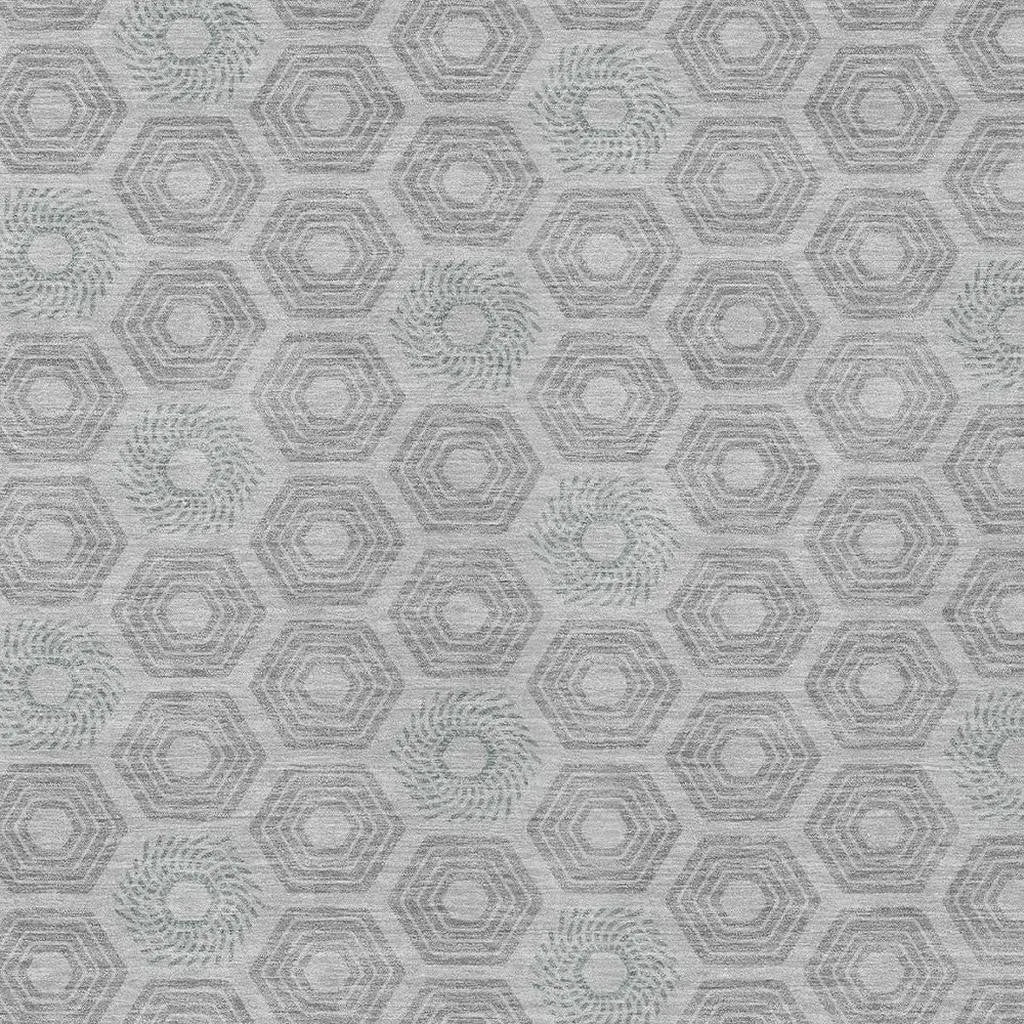3' X 5' Silver And Granite Gray Geometric Washable Indoor Outdoor Area Rug Homeroots Outdoor
