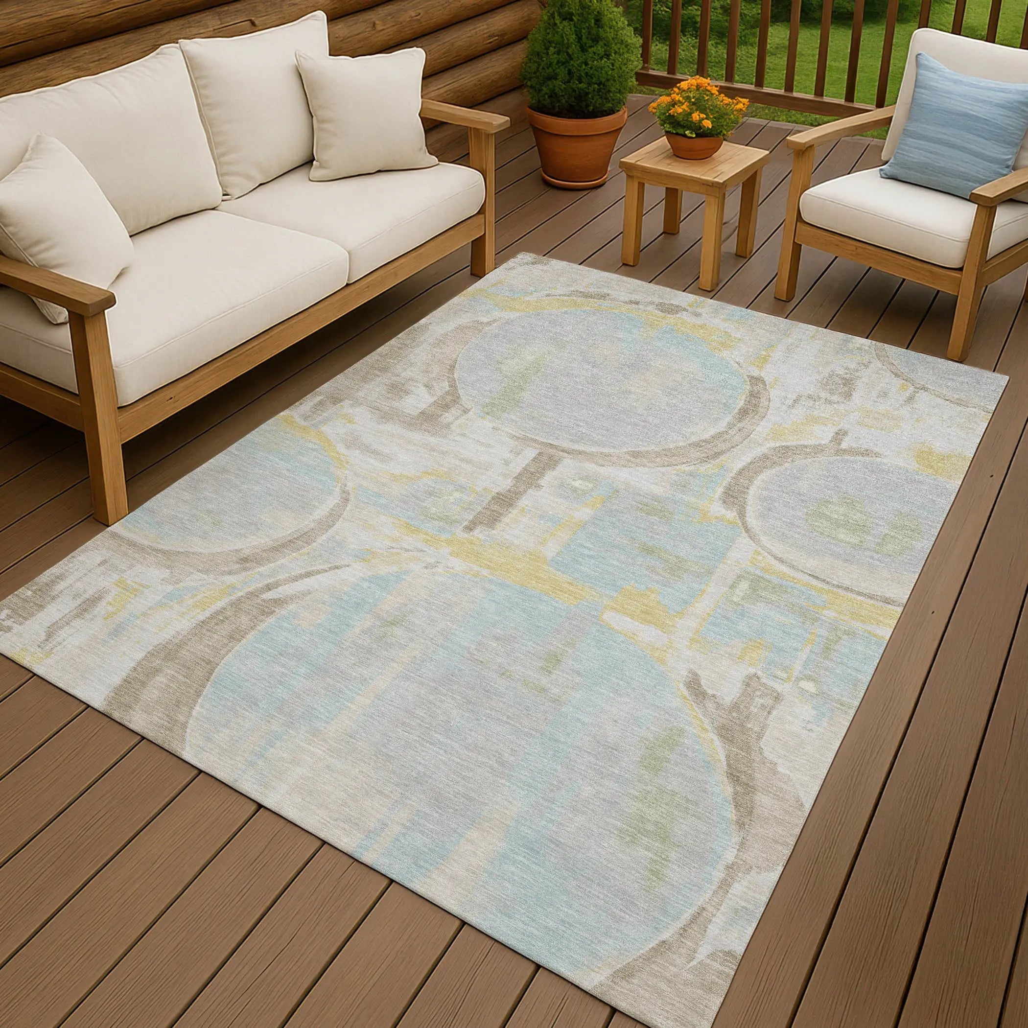 3' X 5' Silver And Gray Abstract Washable Indoor Outdoor Area Rug Homeroots Outdoor