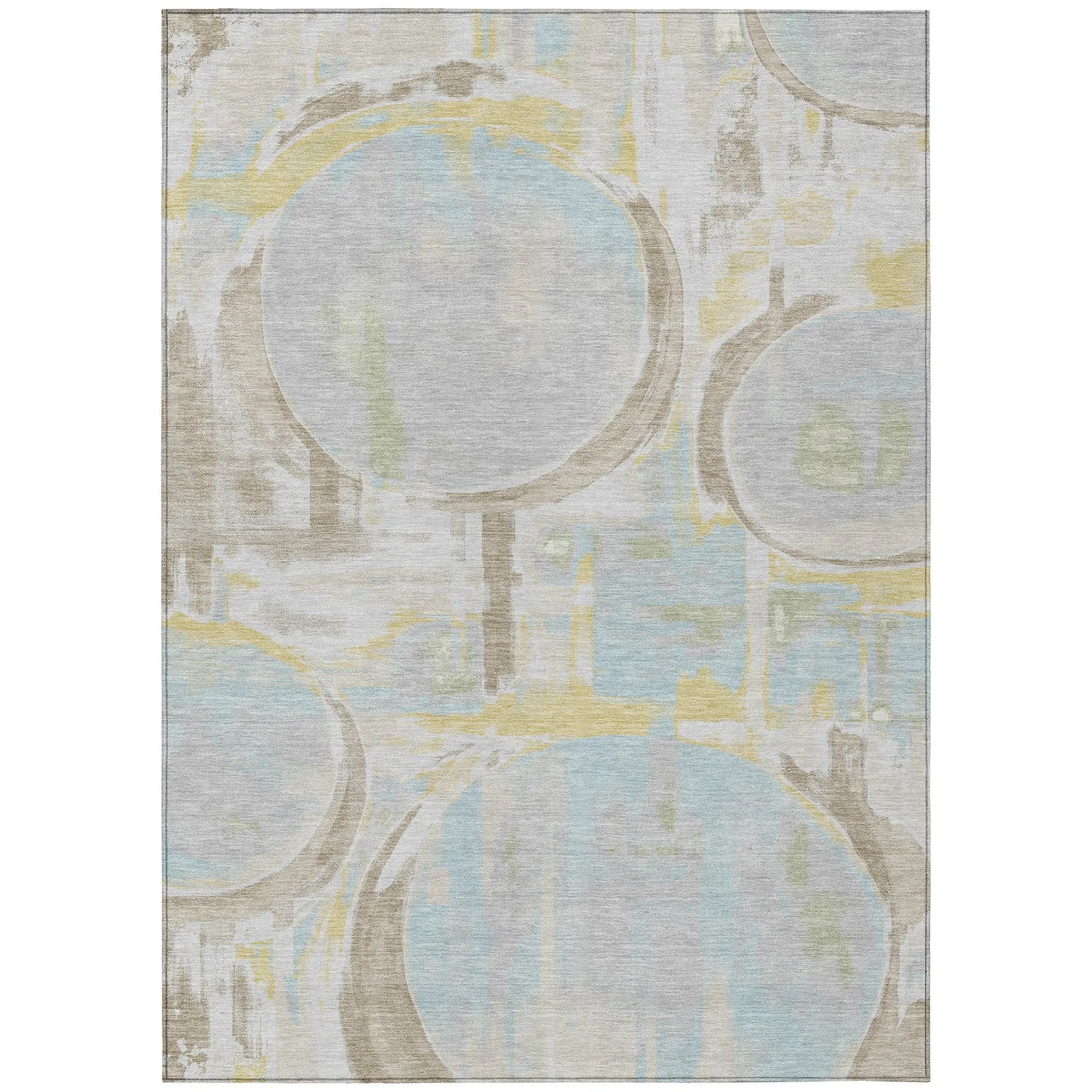 3' X 5' Silver And Gray Abstract Washable Indoor Outdoor Area Rug Homeroots Outdoor